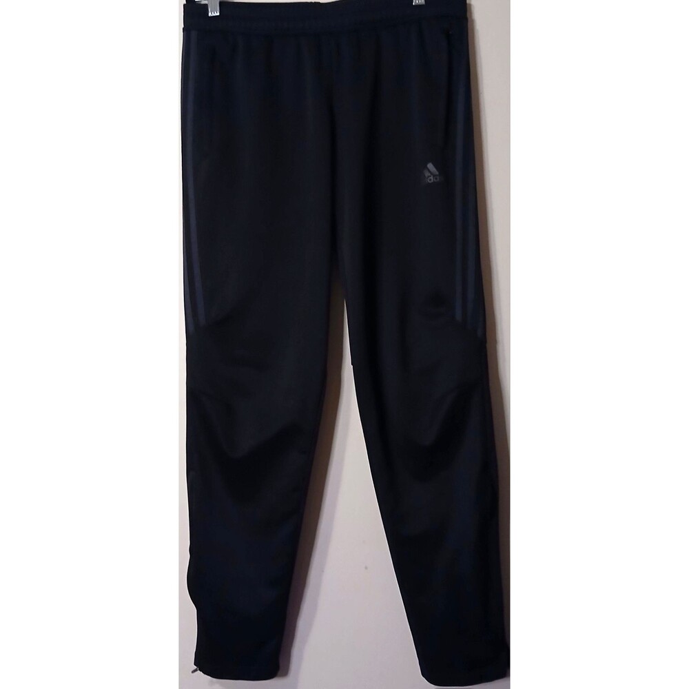 Adidas Track Pants Black 3 Stripe Womens Large Climacool Tricot Tapered Zip Leg